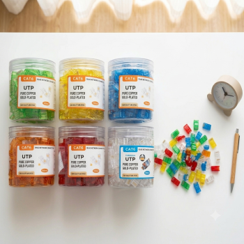 RJ45 Connector 100 Pcs Bottle – Colorful UTP Ethernet Cable Accessories