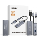 4K HDMI Video Capture Card (USB 3.0 & Type-C Dual Output) – 4K@30Hz Input / 1080P@60Hz Recording Card for Live Streaming, Gaming & DSLR Camera