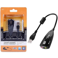 Steel Sound Card – USB External Sound Card with 3.5mm Headphone & Microphone Support
