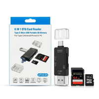 6-in-1 OTG Card Reader – Multi-Function Memory Card Reader | USB & Type-C Compatible | High-Speed Data Transfer