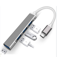 Type-C to 4-Port USB 3.0 Metal Hub – High-Speed Data Transfer | Compact Design | Plug & Play