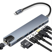 Type-C 8-in-1 Hub with Gigabit Ethernet – USB 3.0 | HDMI | LAN | Type-C | Multiport Adapter