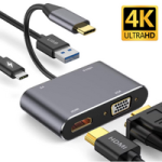 Type-C to HDMI + VGA Multiport Adapter – 4K UHD | USB 3.0 | PD Charging | Dual Display