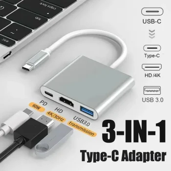 USB-C To HDMI-compatible 3 in 1 Cable Converter for iPad Mac USB 3.1 Type C To HDMI-compatible 4K Adapter Cable